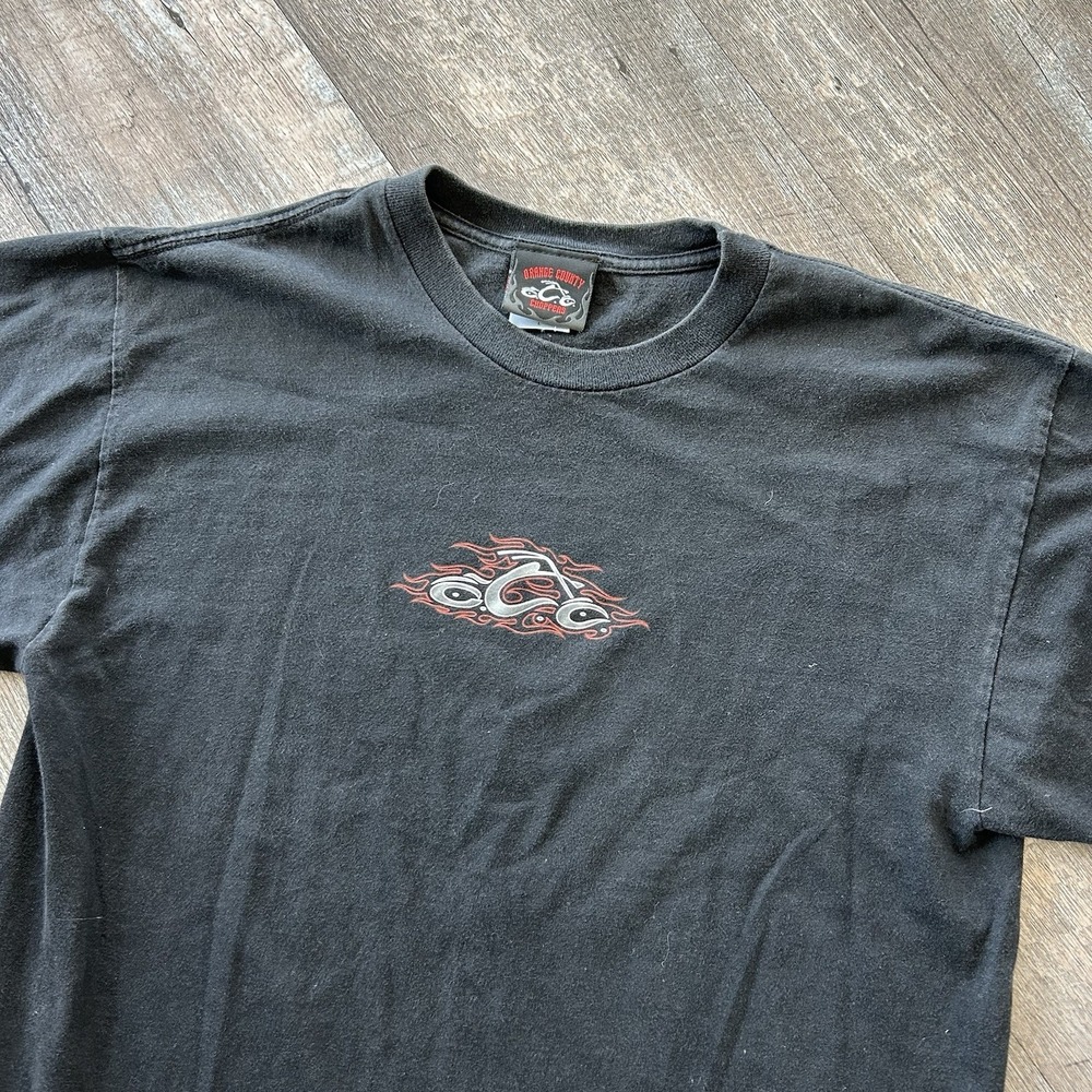 Vintage 90s Orange County Choppers Shirt Size Large Faded Black Distressed Biker